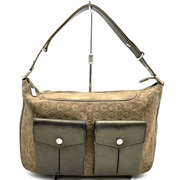 CELINE CE00 22 Handbag Shoulder Bag C Macadam Suede Leather Brown Women's - Picture 1 of 10